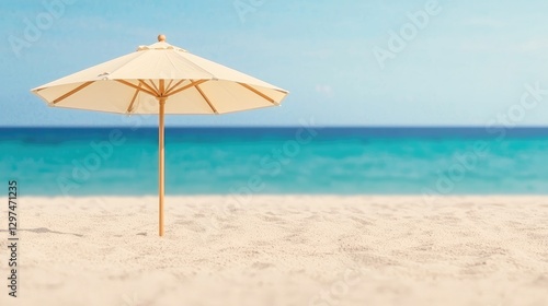 Beach Umbrella on Sandy Shore  1 