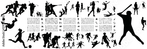 sport icon set collection vector player athlete