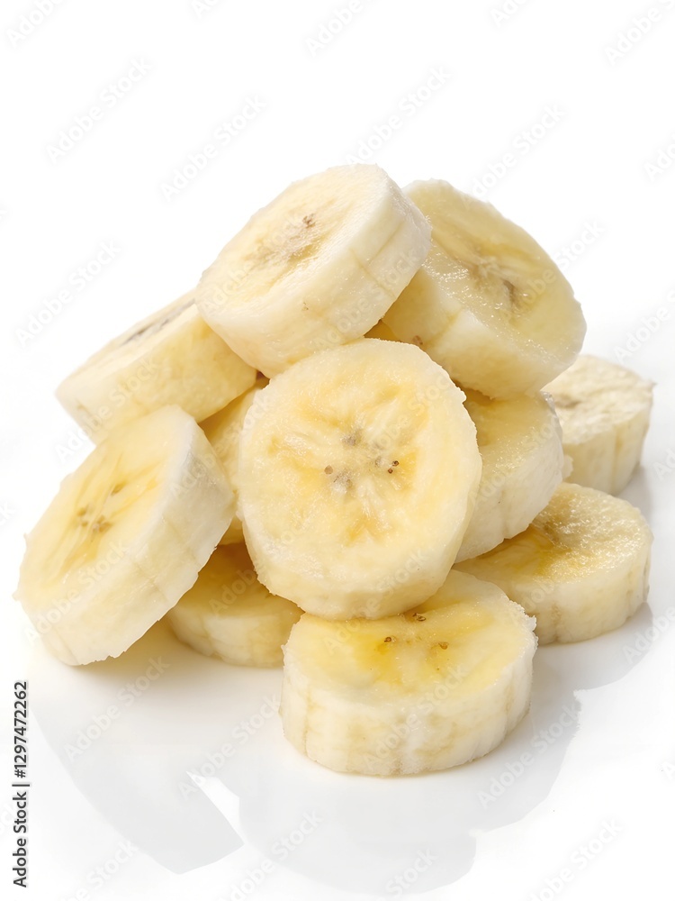 A Delicious Pile of Freshly Sliced Banana Rounds Ready to Eat A Delicious Pile of Freshly Sliced Banana Rounds Ready to Eat