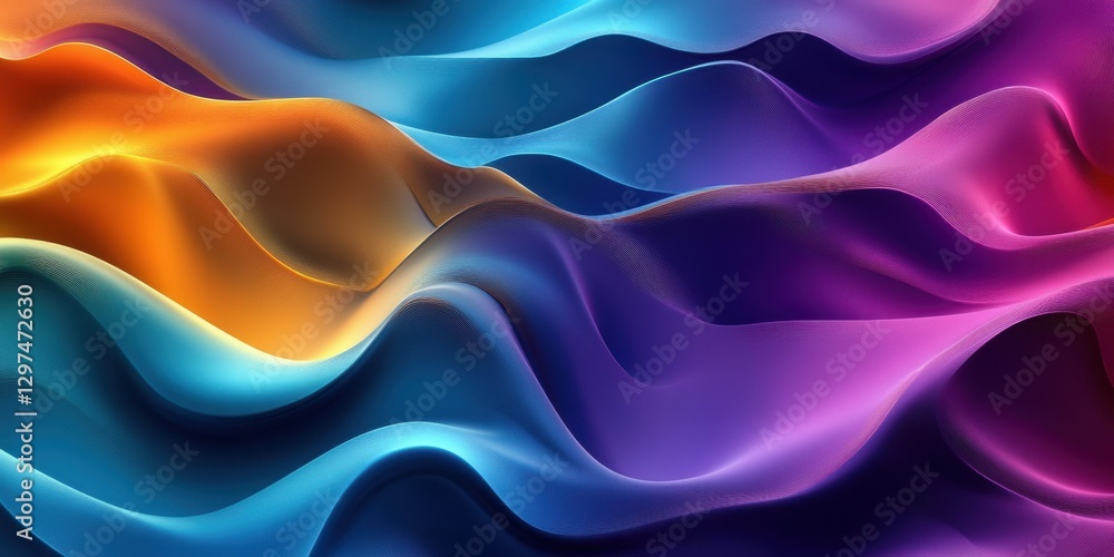 Fototapeta premium Abstract Colorful Waves: Vibrant Hues and Smooth Flowing Texture Digital Art