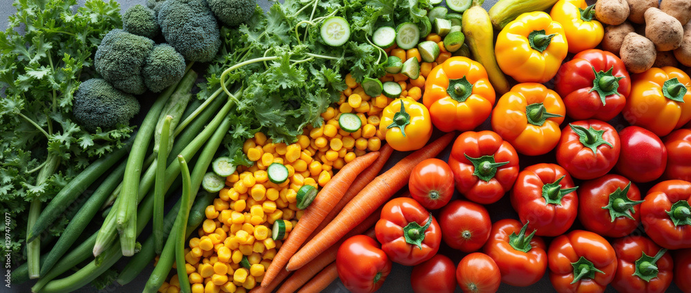 Fresh vegetables arranged for a vibrant market display Fresh vegetables arranged for a vibrant market display