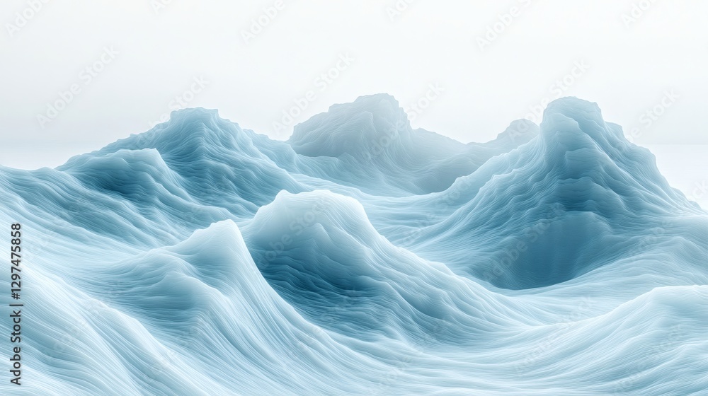 Abstract Icy Landscape With Undulating Texture In Light Blue And White Tones Abstract Icy Landscape With Undulating Texture In Light Blue And White Tones