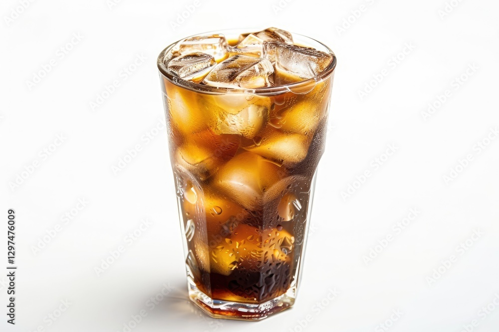 High Quality Visual of Glass of Ice Coffee Isolated on White Background High Quality Visual of Glass of Ice Coffee Isolated on White Background