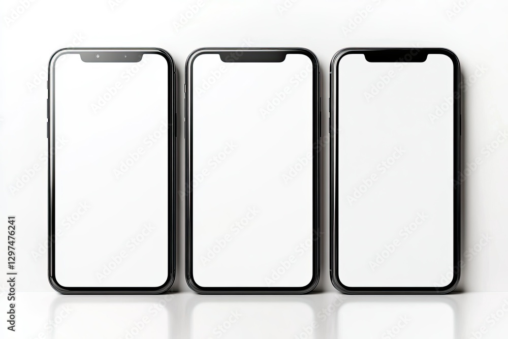 Collection of New Smartphone Mockup Blank Screen Isolated with on White Background Collection of New Smartphone Mockup Blank Screen Isolated with on White Background