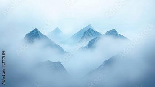 Wallpaper Mural Misty Blue Mountains Landscape Serene Peaks Emerging from Fog Torontodigital.ca