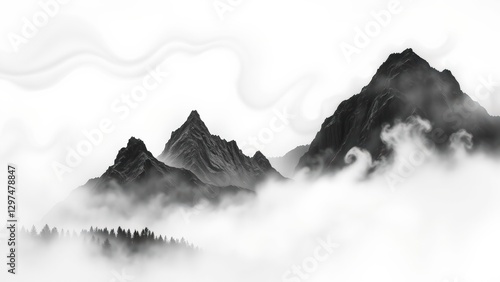 Misty Monochrome Mountain Peaks