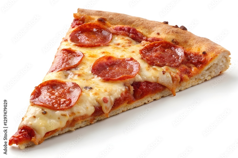 Delicious Pepperoni Pizza Slice with Melted Cheese and Crispy Crust – Close-Up Delicious Pepperoni Pizza Slice with Melted Cheese and Crispy Crust – Close-Up