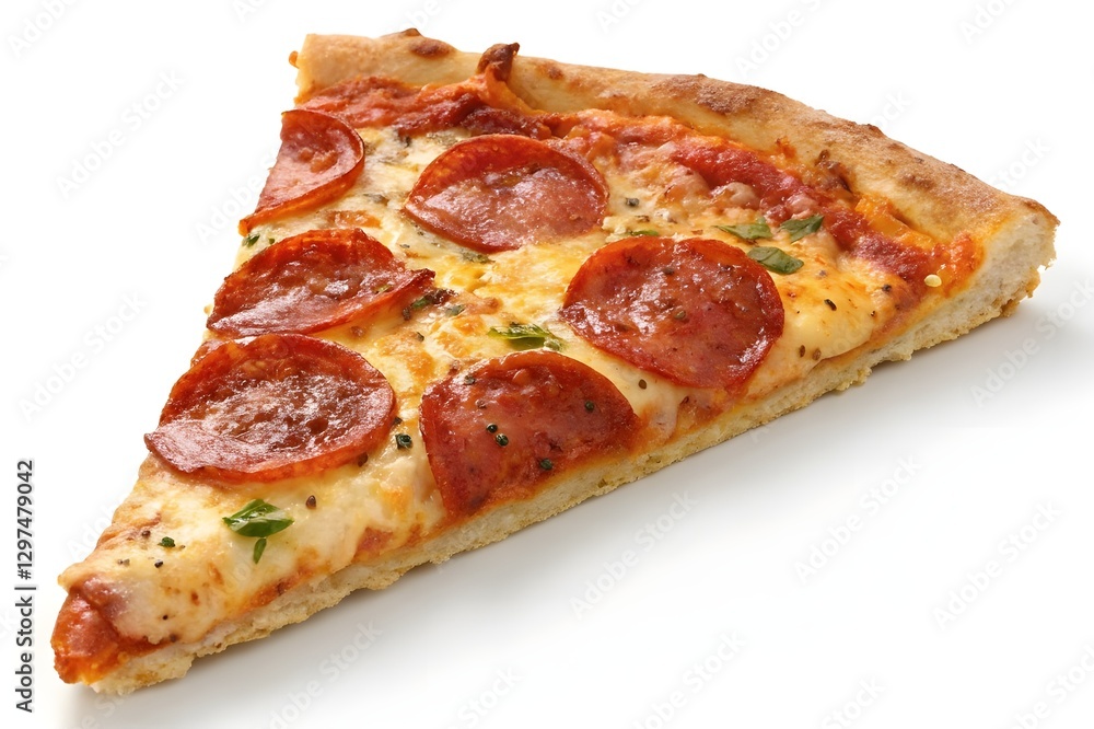 Delicious Pepperoni Pizza Slice with Melted Cheese and Crispy Crust – Close-Up Delicious Pepperoni Pizza Slice with Melted Cheese and Crispy Crust – Close-Up