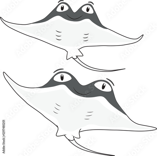 Two funny stingrays and their big smiles