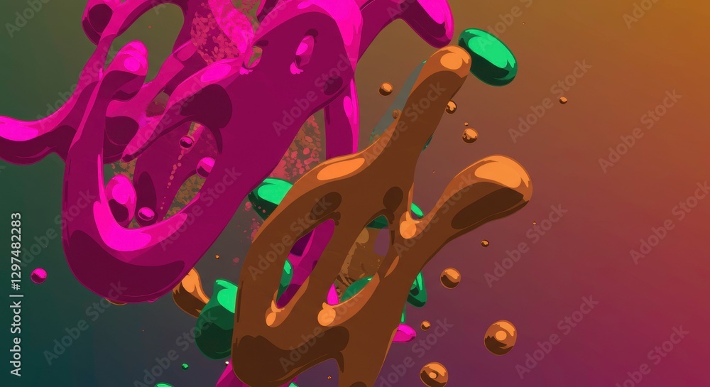 Fototapeta premium Colorful Organic Abstract: A vibrant, eye-catching abstract composition featuring organic shapes in a spectrum of vivid colors, suggesting movement and fluidity.