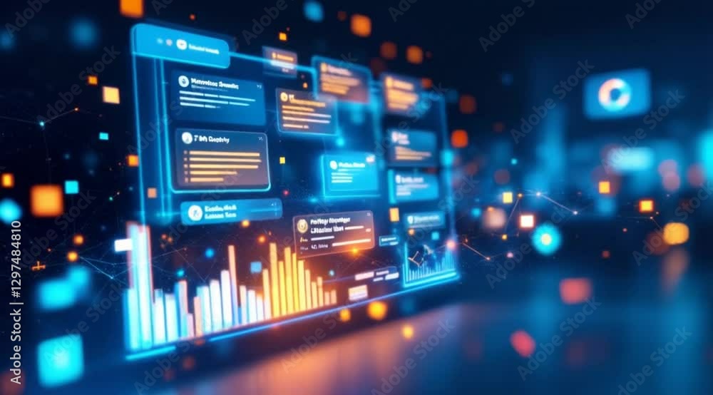 Futuristic digital interface display
