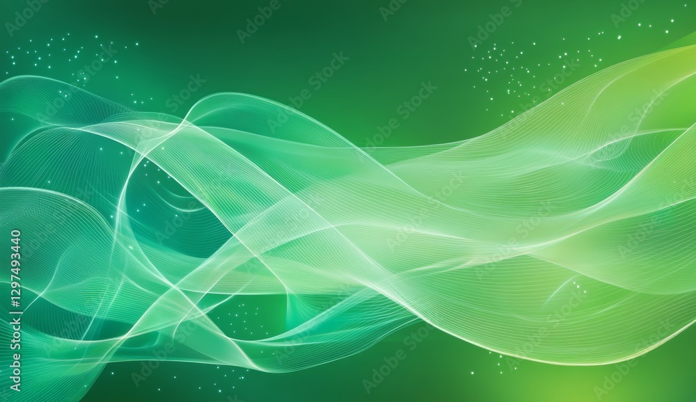 Abstract green flowing lines background with soft light Abstract green flowing lines background with soft light