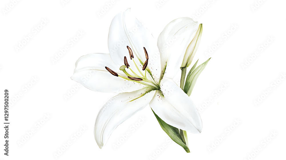 Fototapeta premium A white flower with a green stem