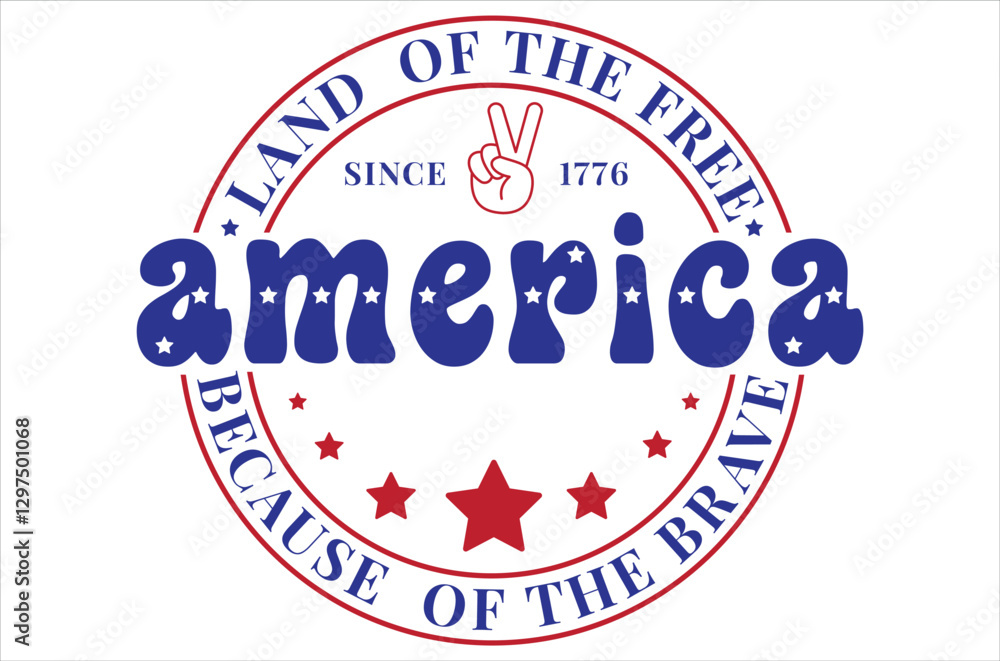Obraz premium Fourth of July Independence Day Vector illustration, 4th of July greeting in United States national flag colors and hand lettering text Happy, America, USA Flag, USA Holiday, Patriotic, Cut File