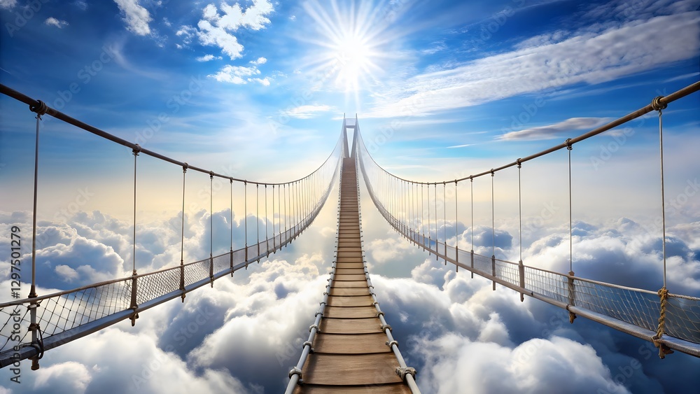 Obraz premium Suspension Bridge Above Clouds