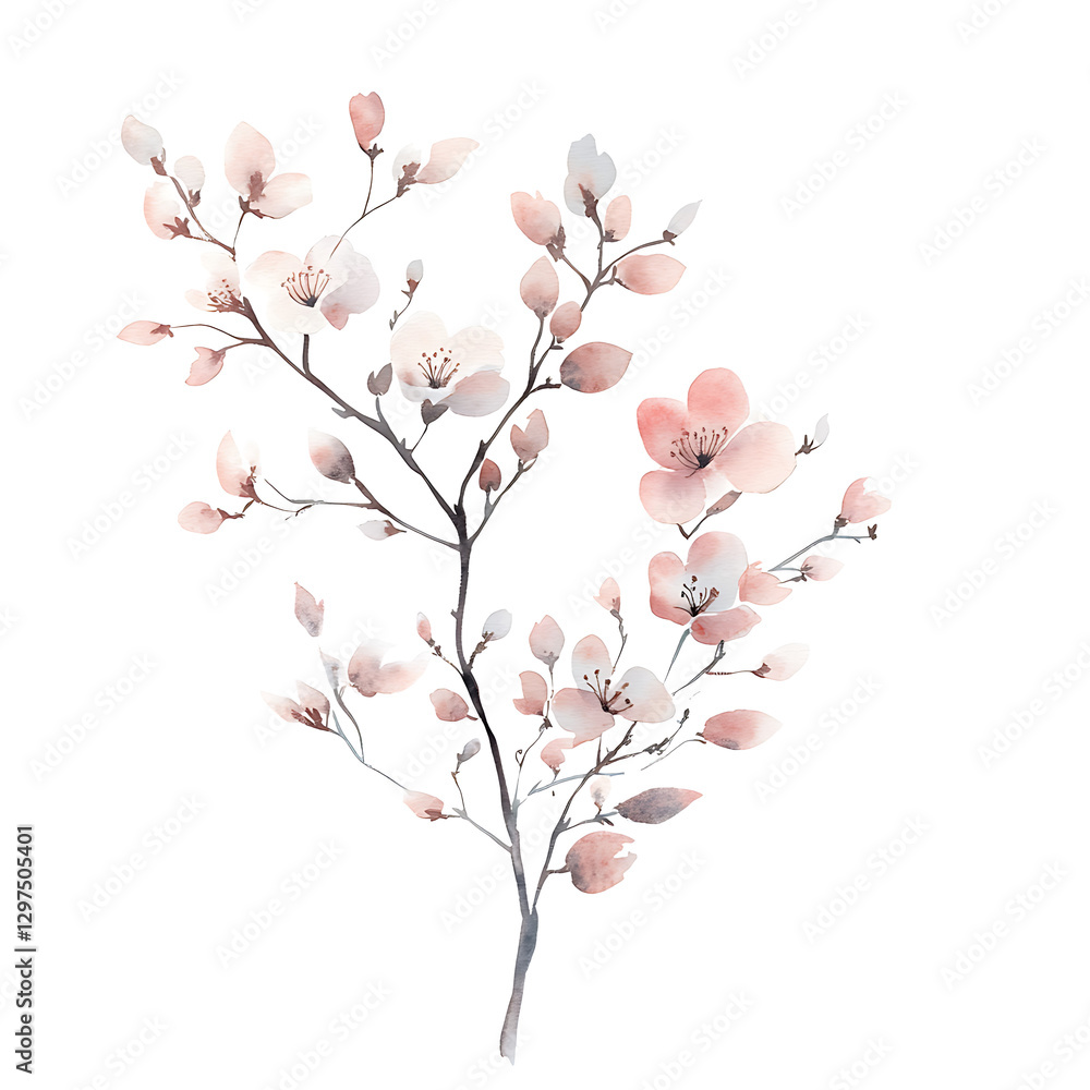 Naklejka premium A watercolor painting of a tree with pink flowers