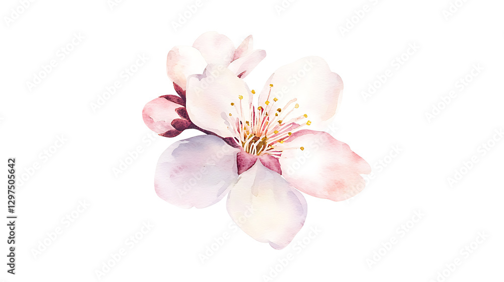 Naklejka premium A watercolor painting of a flower with a pink center and white petals