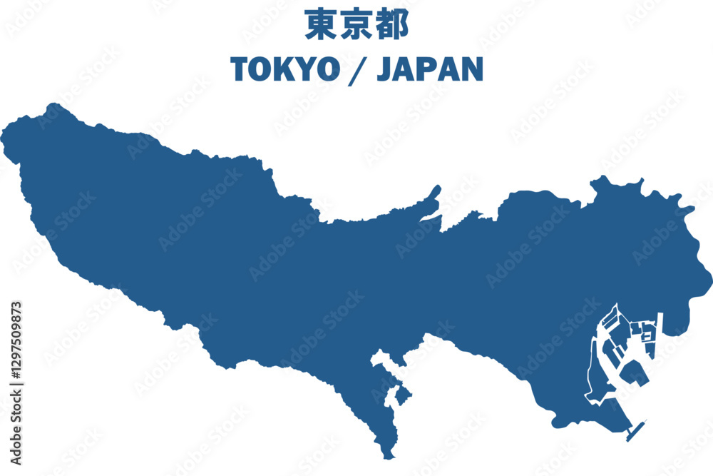 Obraz premium イラスト素材：日本地図 東京都ベクターイラストマップ
