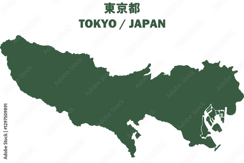Obraz premium イラスト素材：日本地図 東京都ベクターイラストマップ