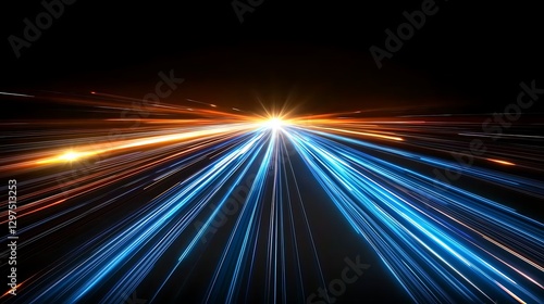 Futuristic highway, speed, light trails, night, journey, abstract, technology, motion, website banner