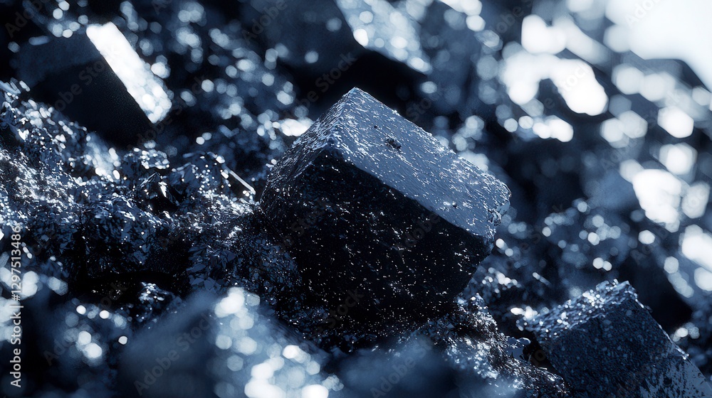 Abstract Cubes in Dark Mineral Landscape Abstract Cubes in Dark Mineral Landscape