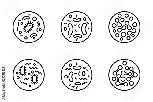 icon set of Probiotics bacteria, on isolated white background.
