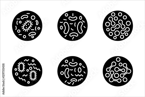 icon set of Probiotics bacteria, on isolated white background.
