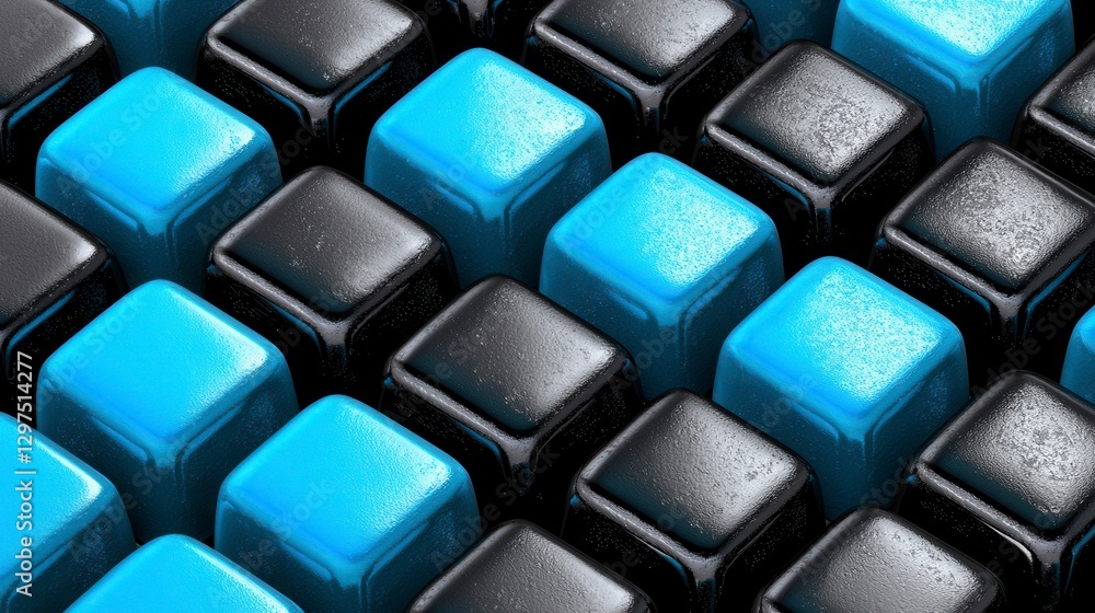 Abstract Pattern of Blue and Black Cubes Abstract Pattern of Blue and Black Cubes