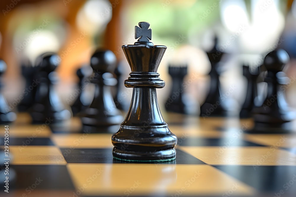 A close-up view of the chessboard, with clear strategy positions, creates a focused game atmosphere