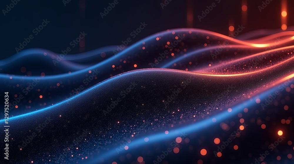 Fototapeta premium A blue and red wave with a lot of sparkles