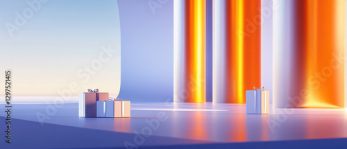 Abstract Geometric Shapes with Gift Boxes