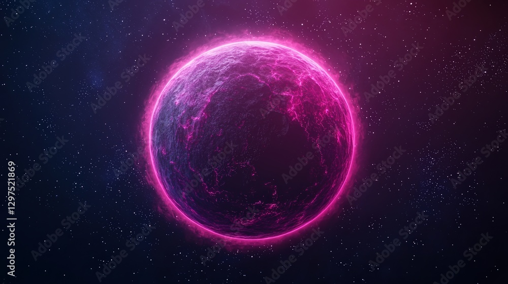 Fototapeta premium Earth Layers Core Concepts. Vibrant pink planet in a cosmic space background.