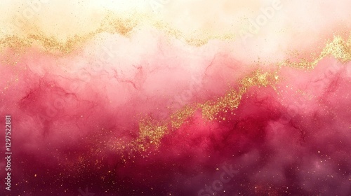 Gold glitter on pink, red abstract background for design use
