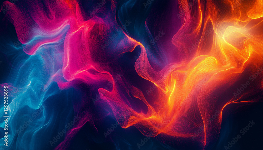 Abstract neon light waves against a blank background Abstract neon light waves against a blank background