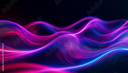 Wallpaper Mural Abstract neon light waves against a blank background Torontodigital.ca