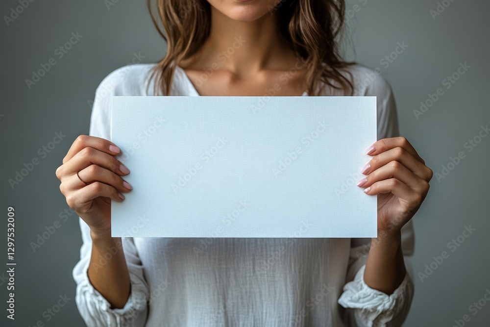 Naklejka premium Businesswoman Holding Blank Paper Smiling Beautiful Young Professional Manager Confident Success Portrait Isolated White Background