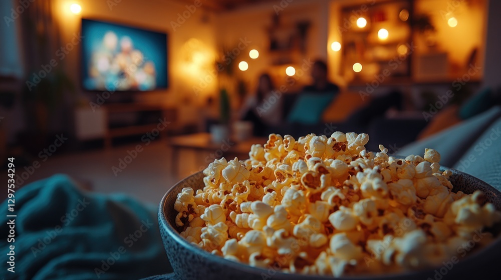 Cozy Living Room Gathering with Friends Enjoying a Movie Night Together Cozy Living Room Gathering with Friends Enjoying a Movie Night Together
