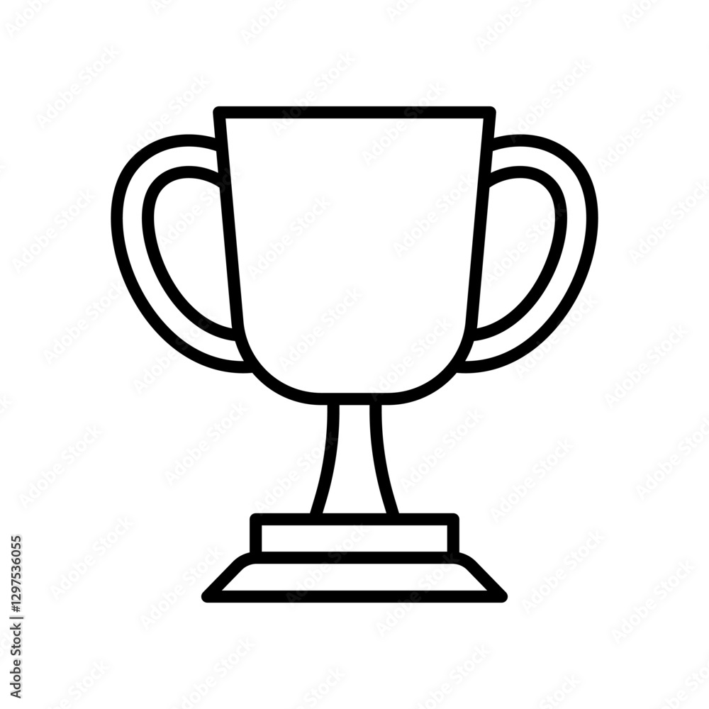 Outline Icon Depicting A Trophy Cup with Twin Handles on a Base Outline Icon Depicting A Trophy Cup with Twin Handles on a Base