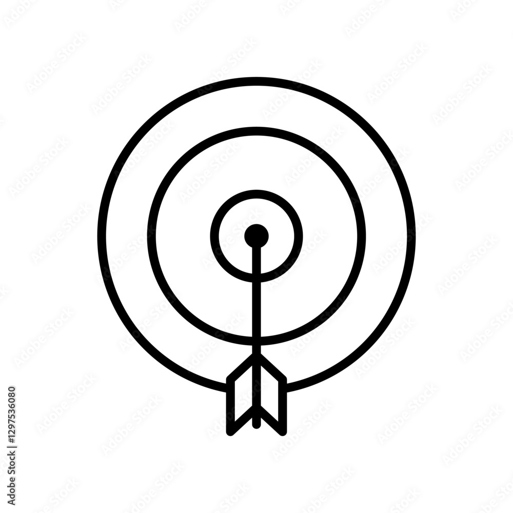Minimalistic Line Drawing of a Target and Arrow in Black Minimalistic Line Drawing of a Target and Arrow in Black