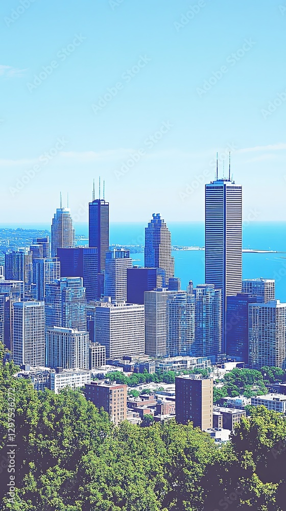 Fototapeta premium Cityscape view overlooking the Lake Michigan