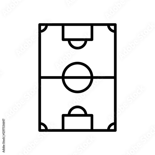 Outline Illustration of a Soccer Field Icon for Sports and Recreational Graphics
