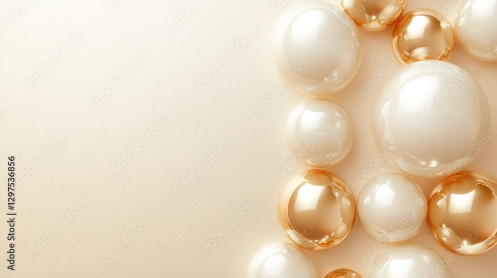 Gold and white balloons on a luxury gradient background. generative ai Gold and white balloons on a luxury gradient background. generative ai