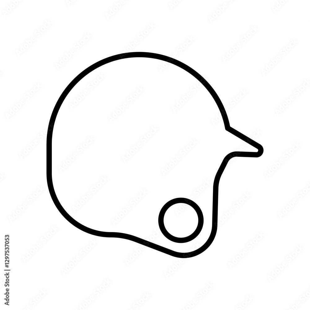 Outline Drawing of a Single Baseball Helmet Icon on White Background Outline Drawing of a Single Baseball Helmet Icon on White Background