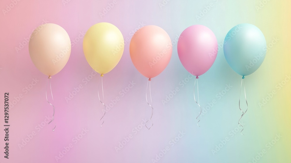 delicate floating balloons, cute and whimsical design generative ai delicate floating balloons, cute and whimsical design generative ai