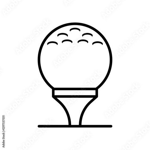 Minimalistic Line Drawing of a Golf Ball on a Tee