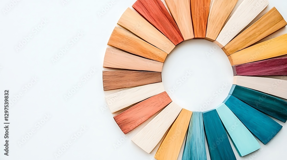 Fototapeta premium Color palette showcase art studio visual content creative environment top-down view design concept inspiration