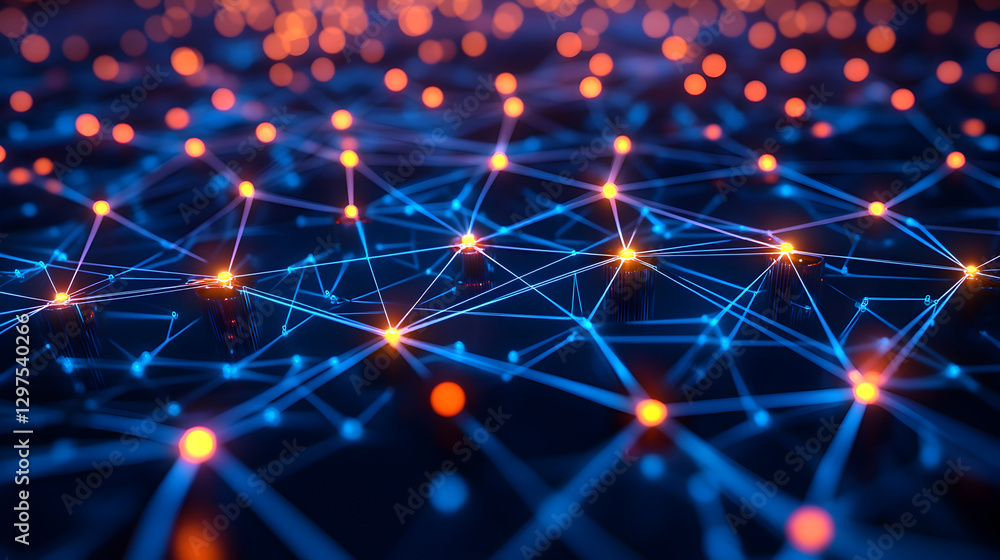 network with glowing encrypted blocks and digital connections in motion network with glowing encrypted blocks and digital connections in motion