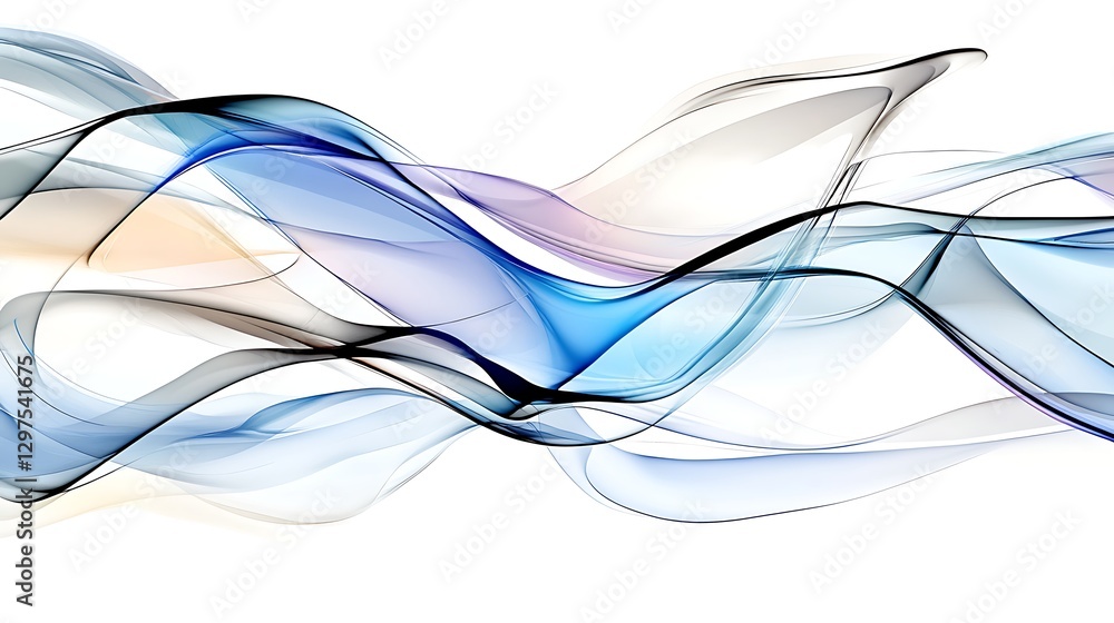 Fototapeta premium Abstract Blue and Purple Swirling Waves Flowing Design Digital Art Elegant Background
