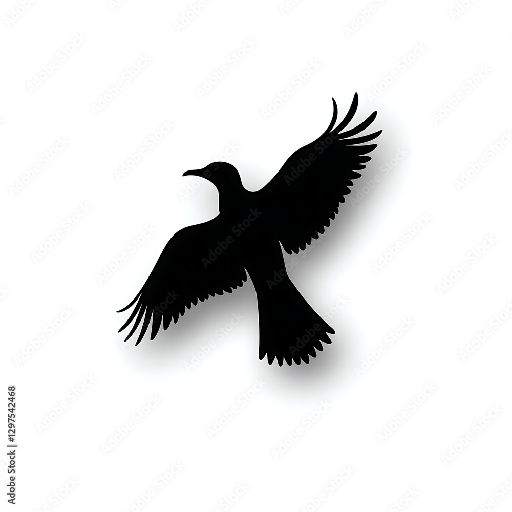 Obraz premium Elegant Bird Silhouette Vector: Majestic Flying Avian Freedom Symbol in Minimalist Wildlife Art Design