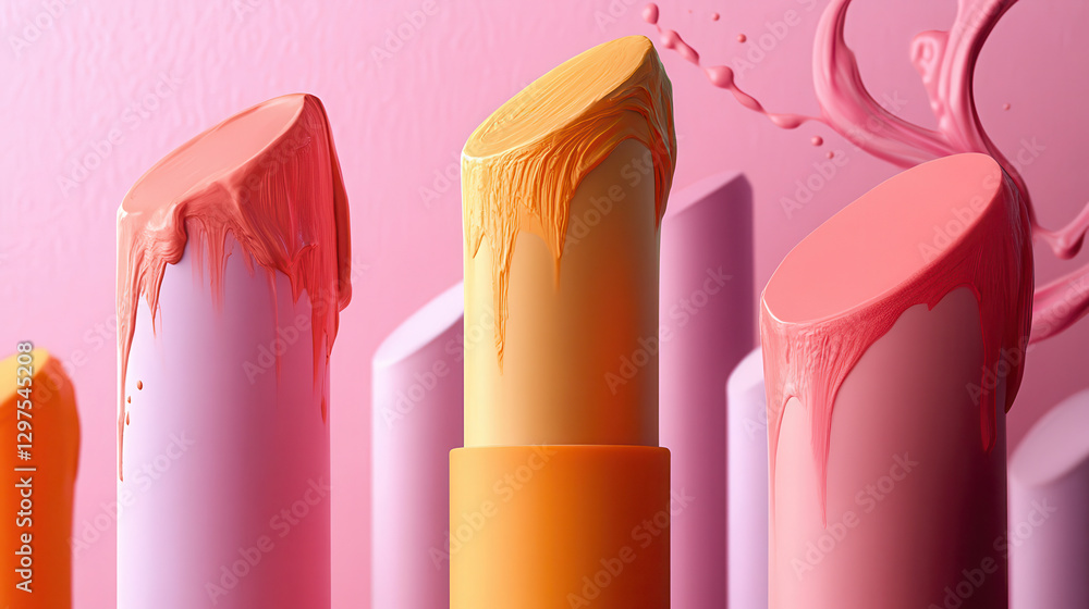 Surreal beauty concept with melting lipstick effect